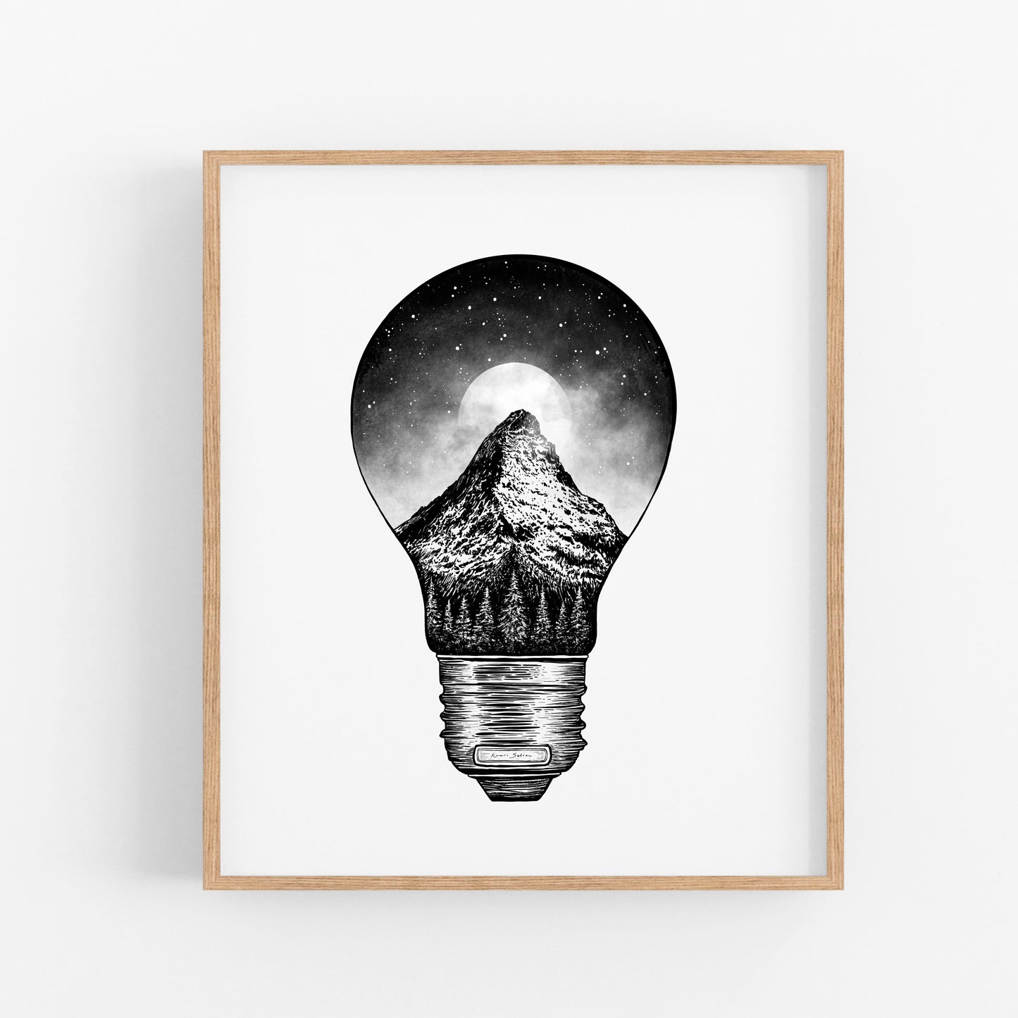 Mountain Lightbulb Art Print