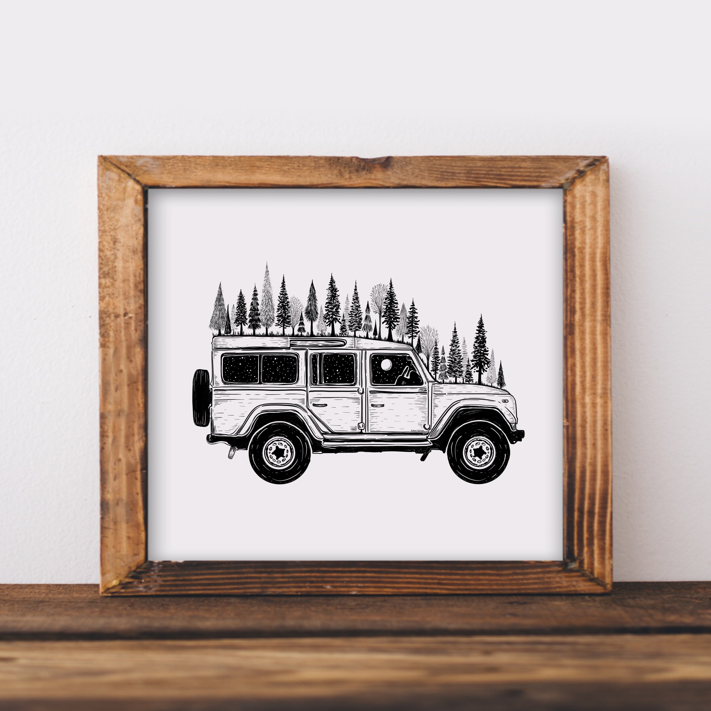 Forested Jeep Art Print
