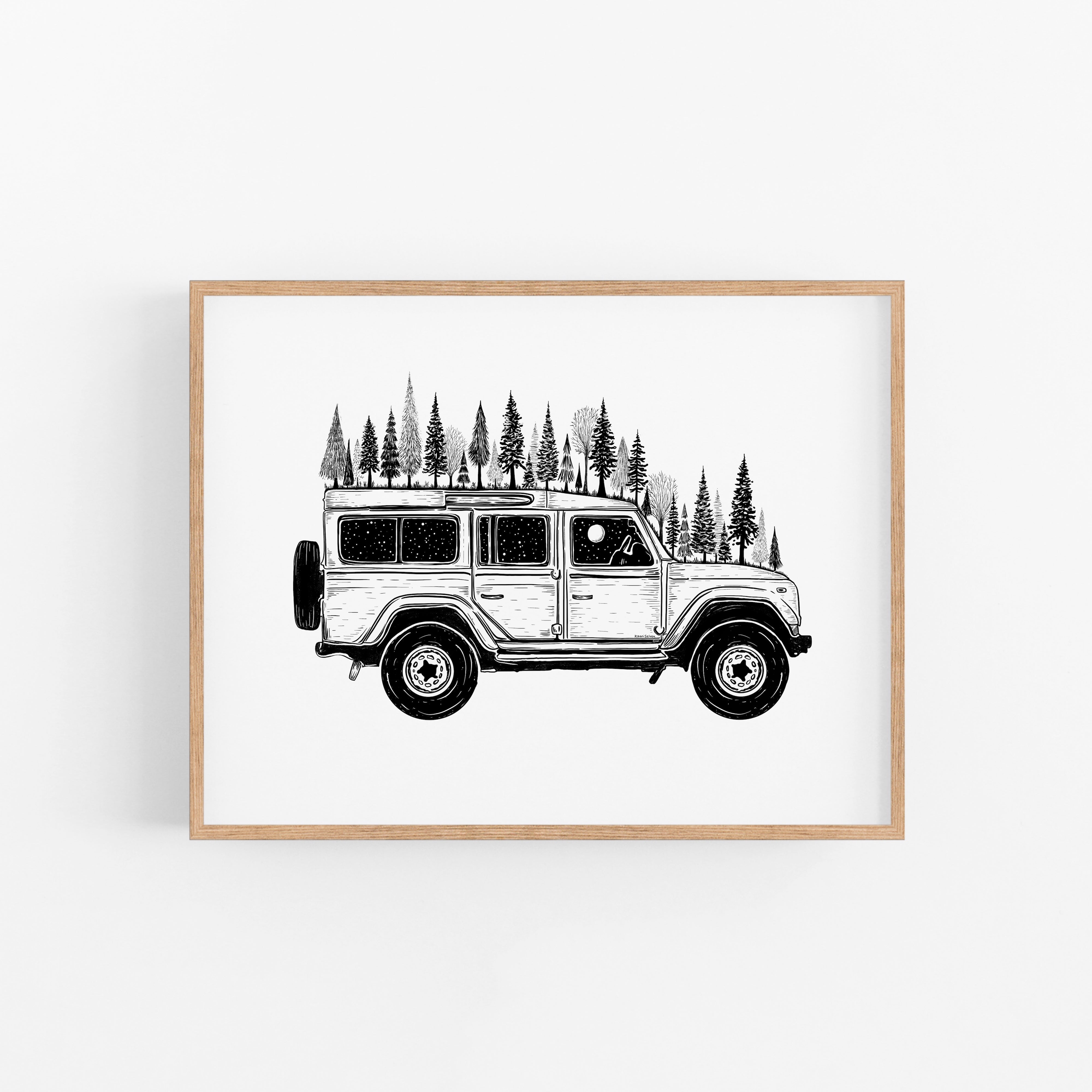Forested Jeep Art Print