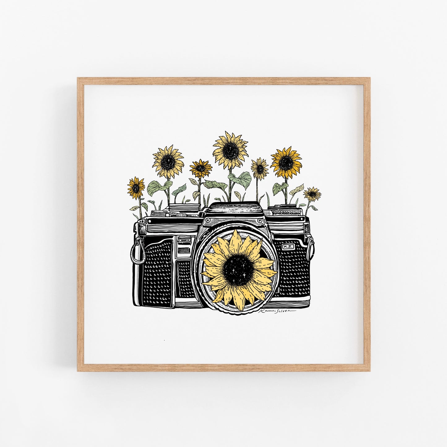 Sunflower Camera in Color Art Print