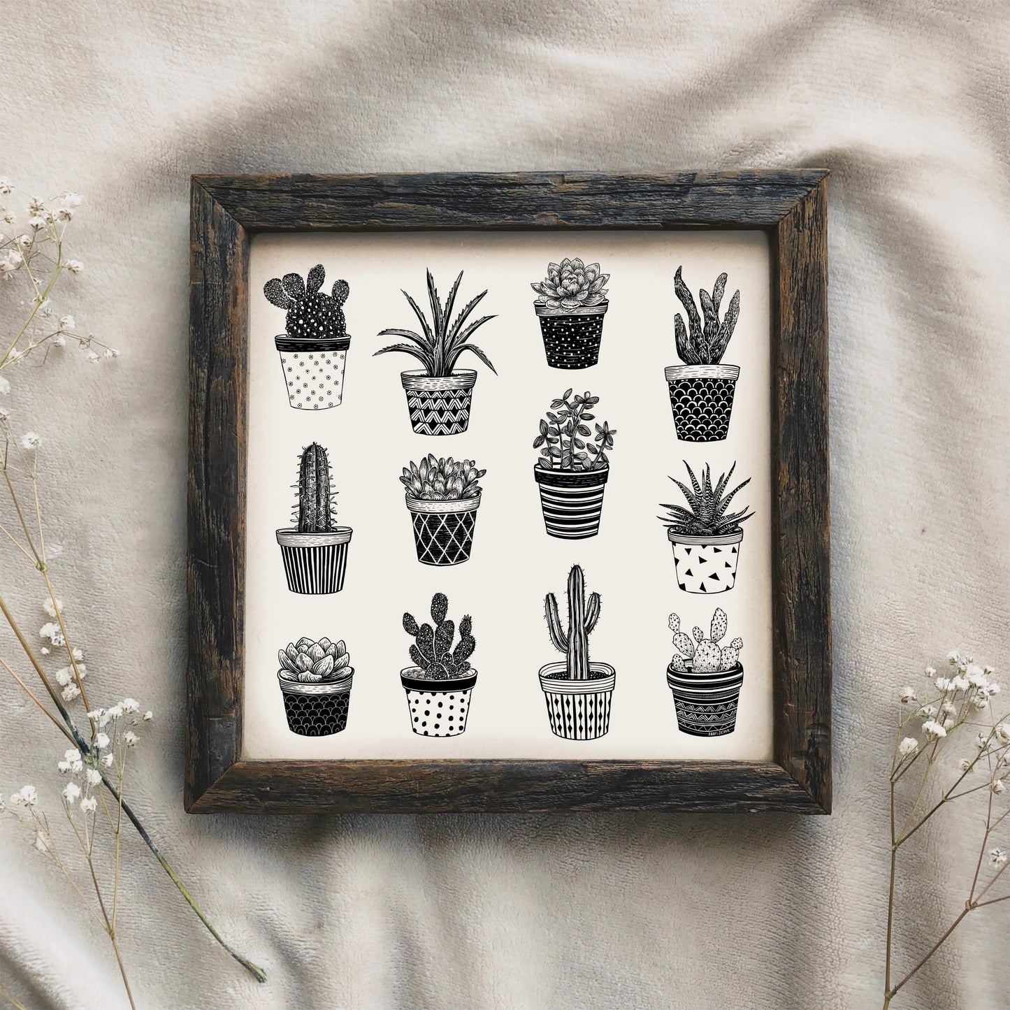 Cactus and Succulent Plant Pots Art Print