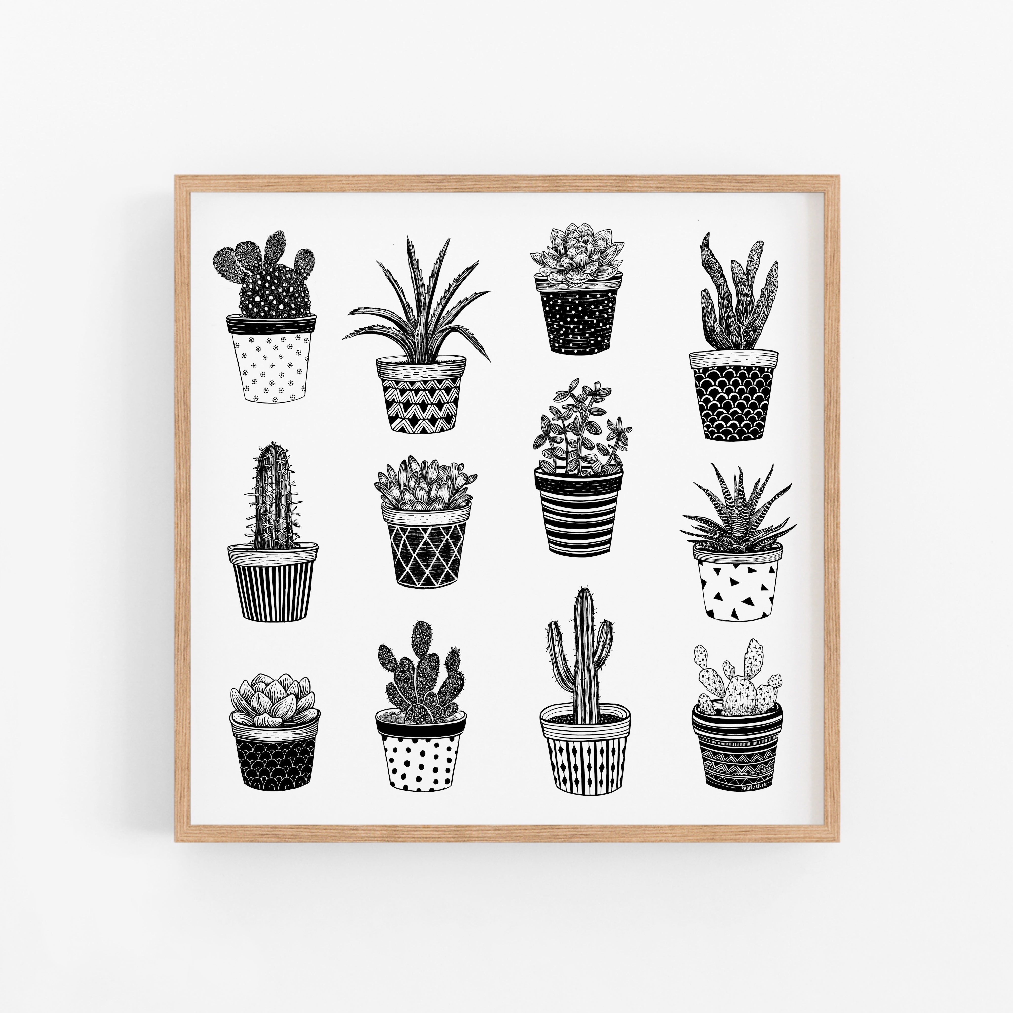 Cactus and Succulent Plant Pots Art Print