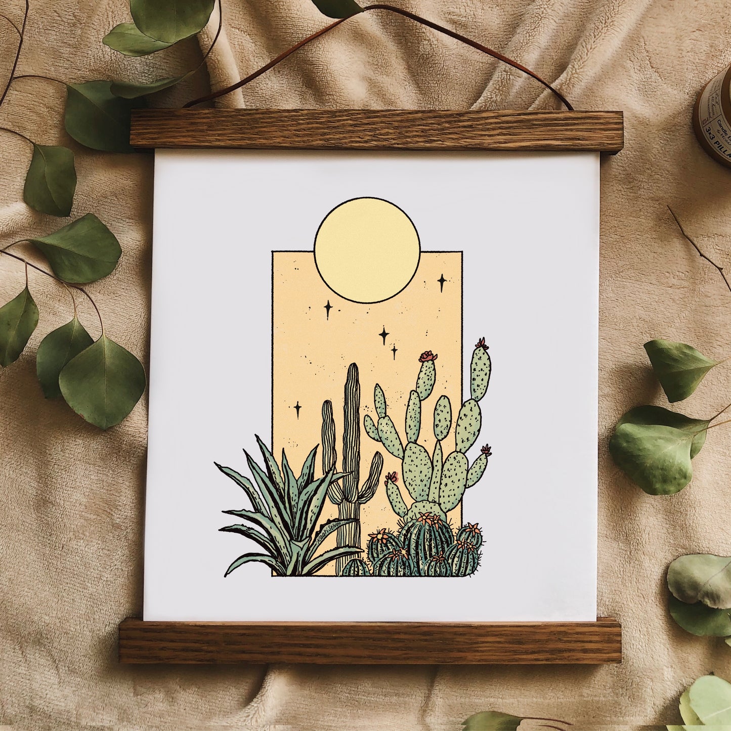 Under the Cactus Moon Art Print