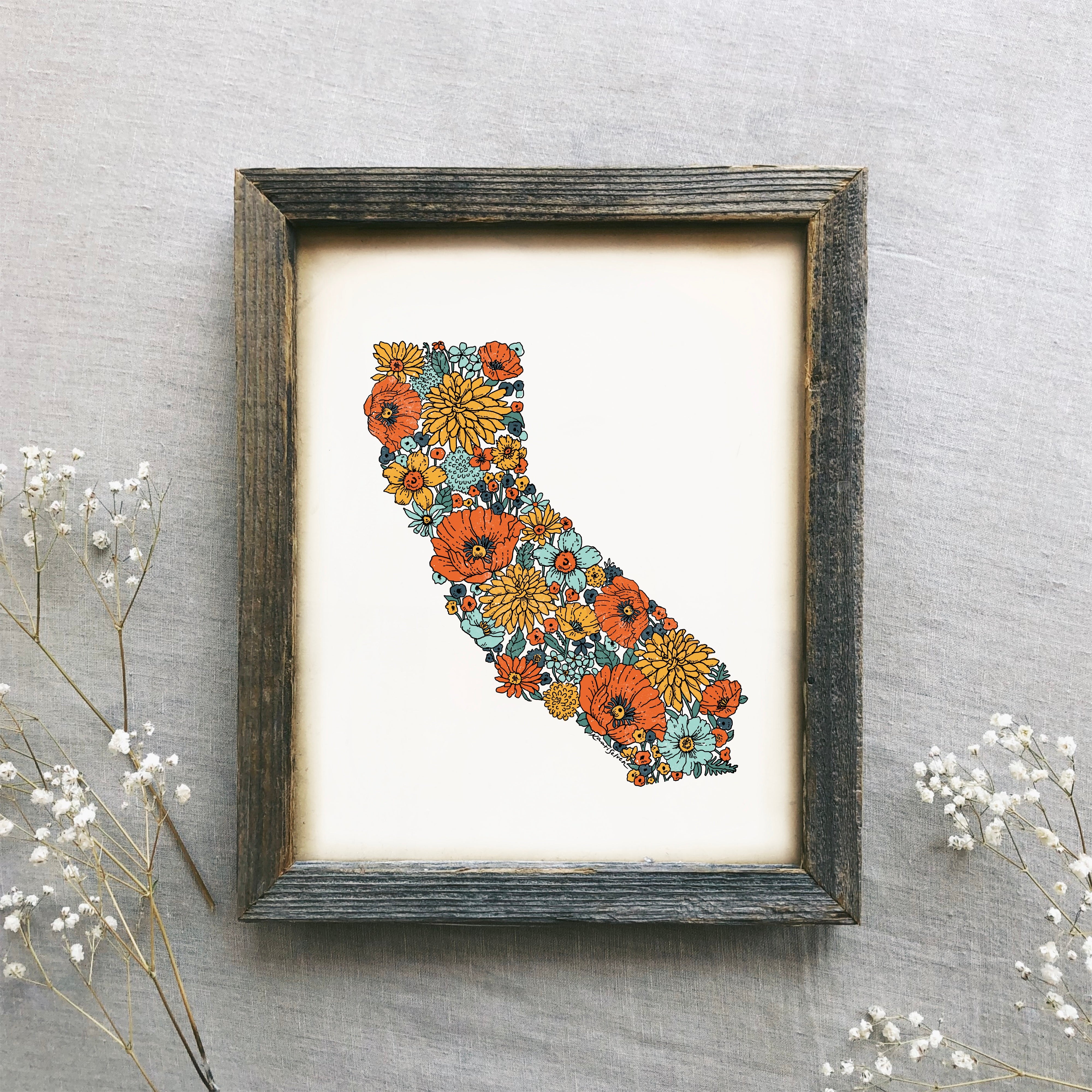California State Flower Outline Art Print