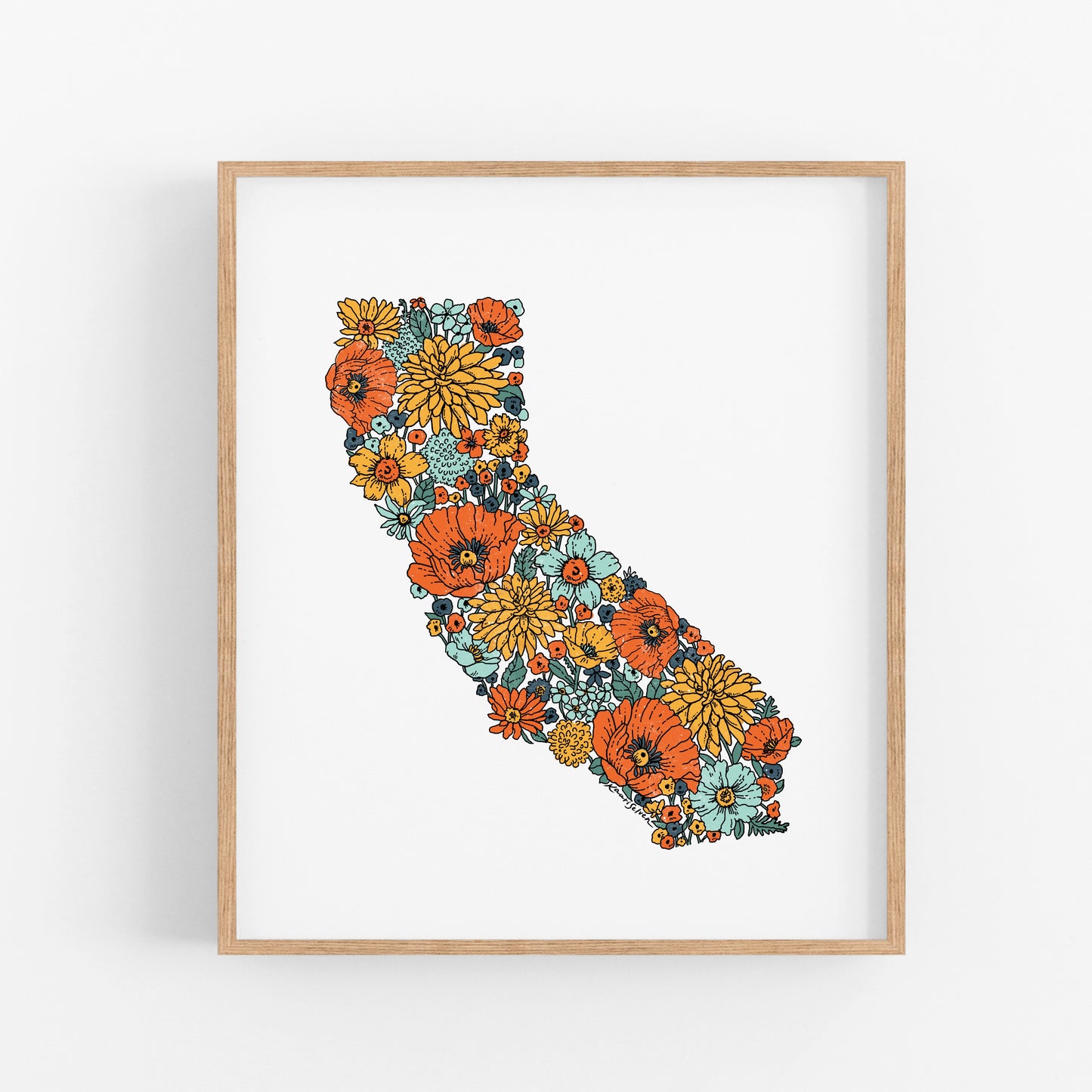 California State Flower Outline Art Print