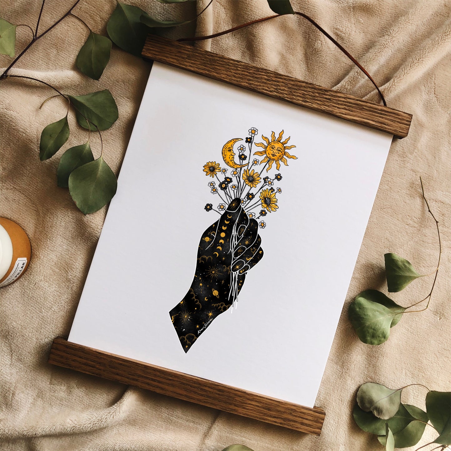 Sun and Moon in Hand Art Print
