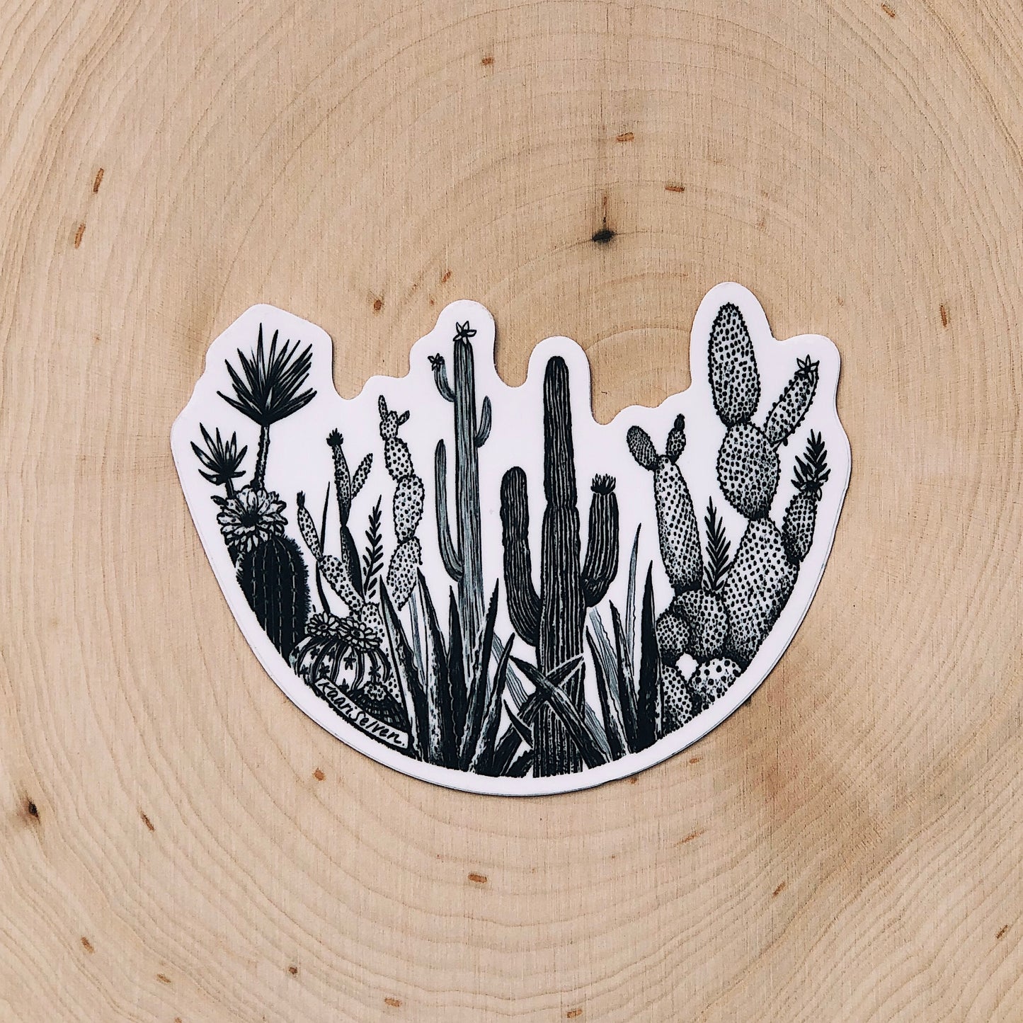 Cacti Circle Vinyl Sticker