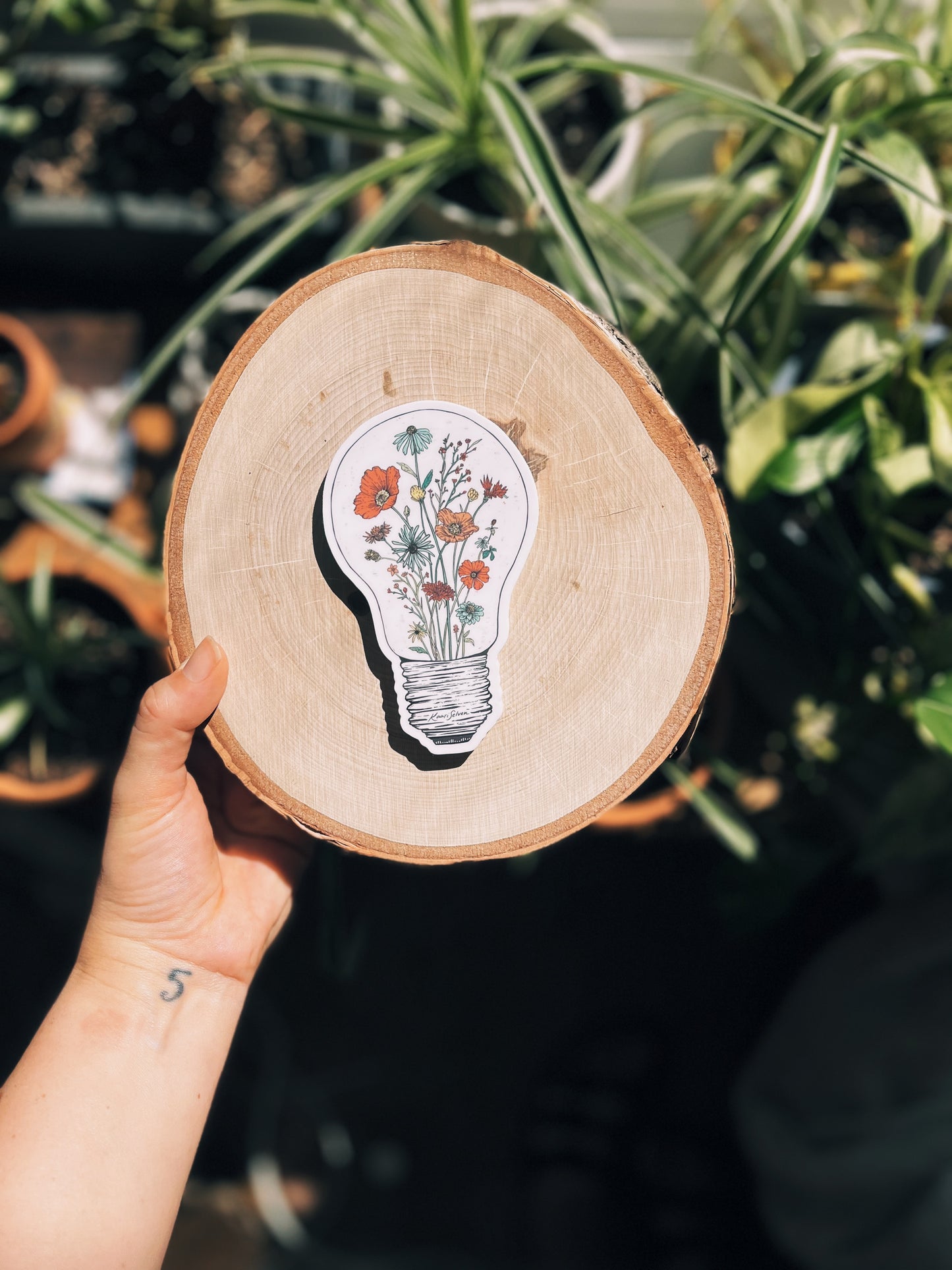 Floral Lightbulb Vinyl Sticker