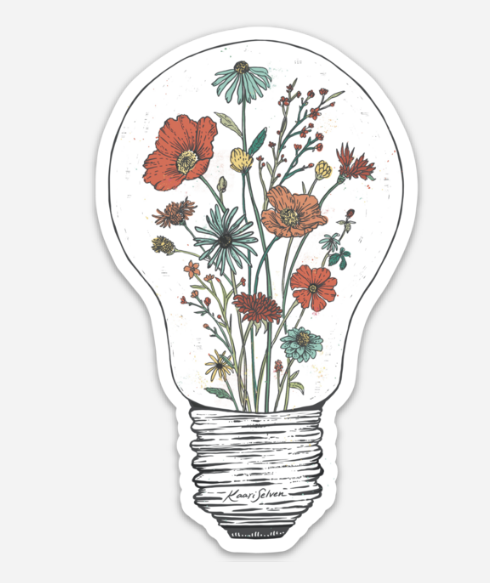 Floral Lightbulb Vinyl Sticker