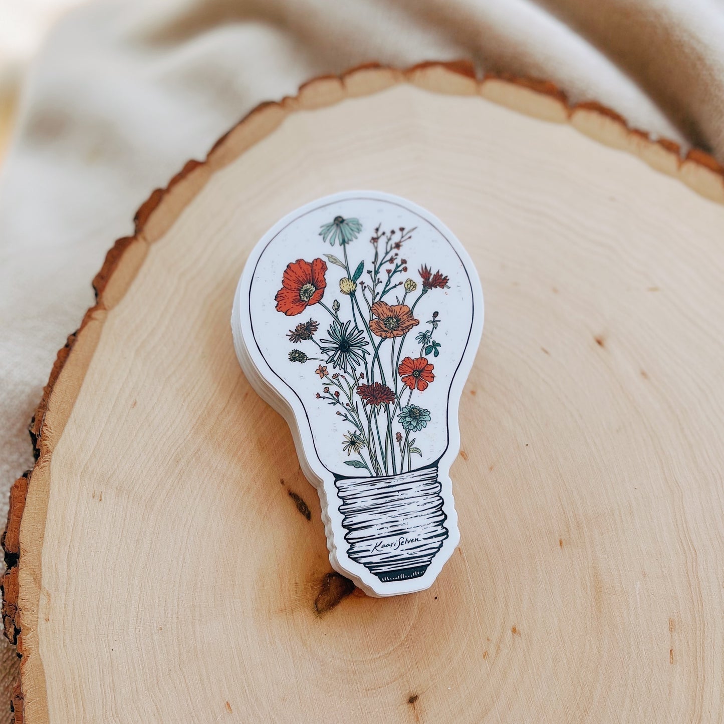 Floral Lightbulb Vinyl Sticker