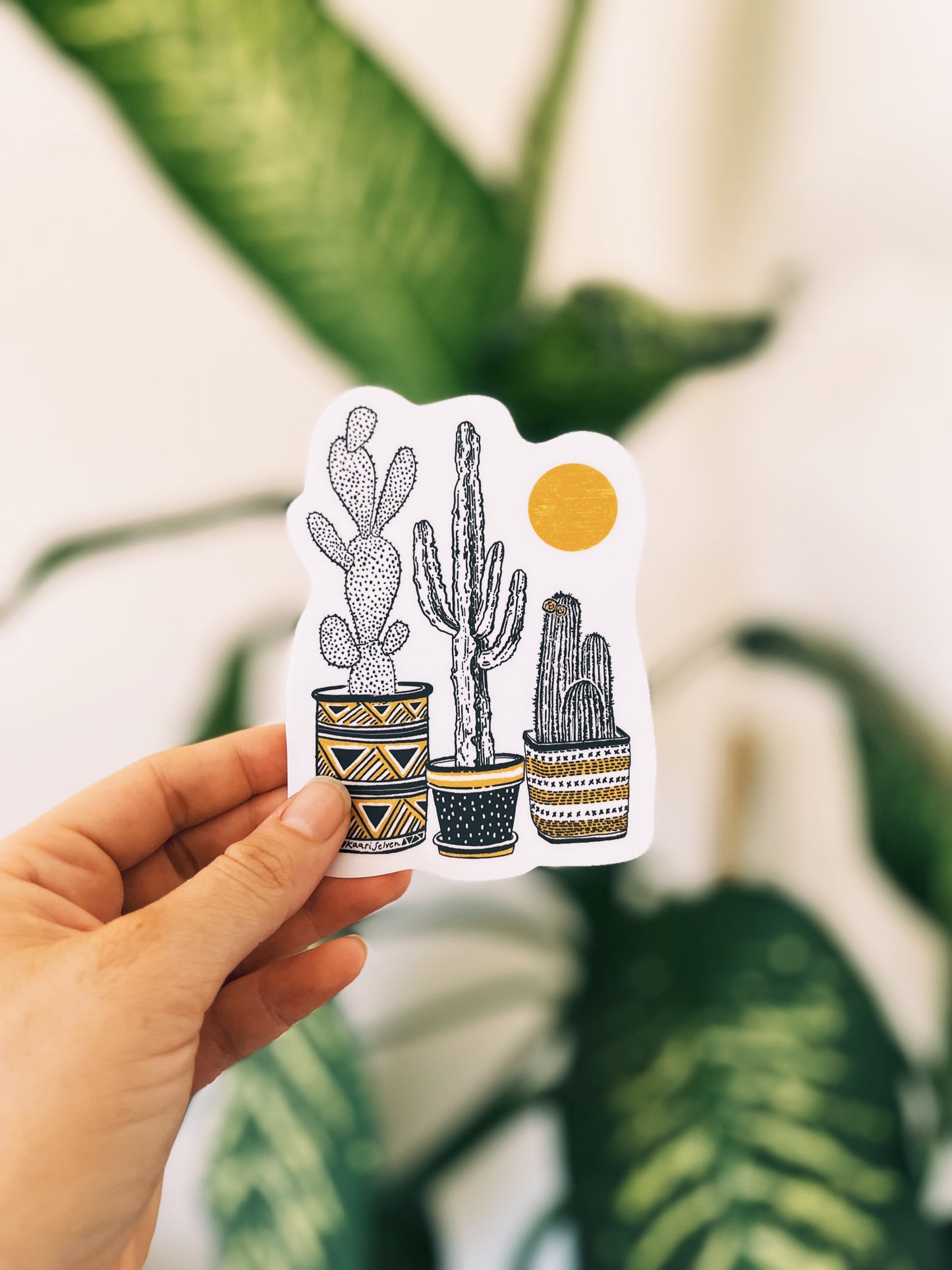 3 Cactus Pots Vinyl Sticker