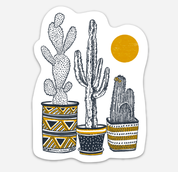 3 Cactus Pots Vinyl Sticker
