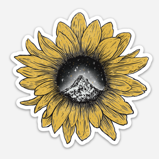 Yellow Mountain Sunflower Vinyl Sticker