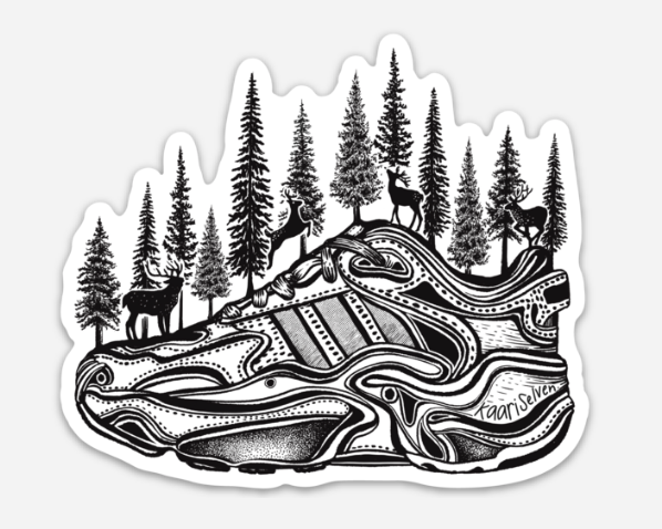 Forested Running Shoe Vinyl Sticker