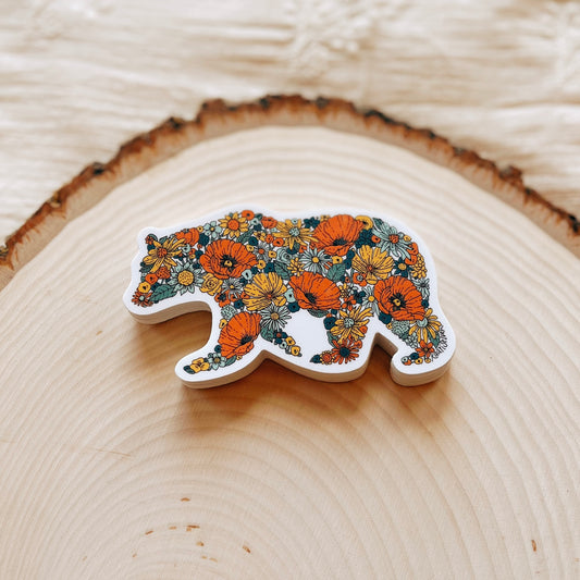 Floral Bear Vinyl Sticker
