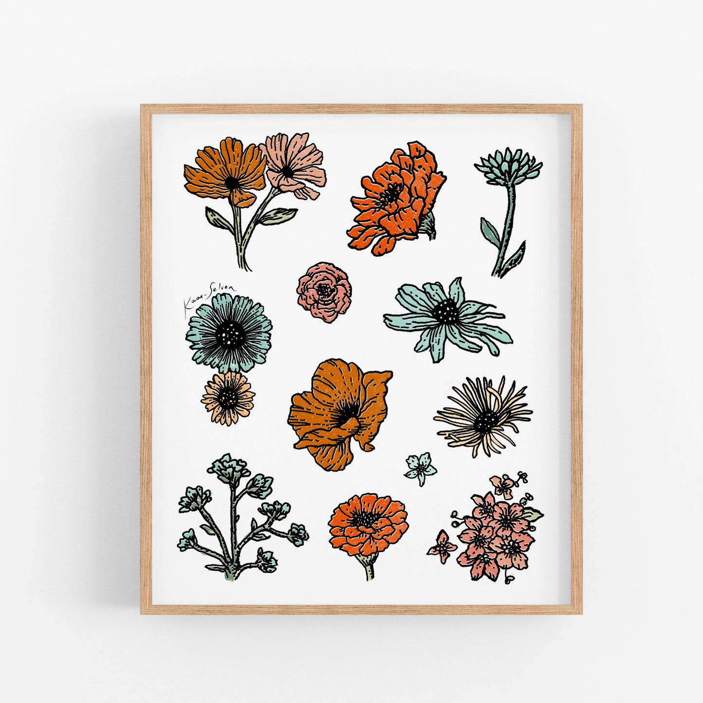 Flower Varieties in Color Art Print