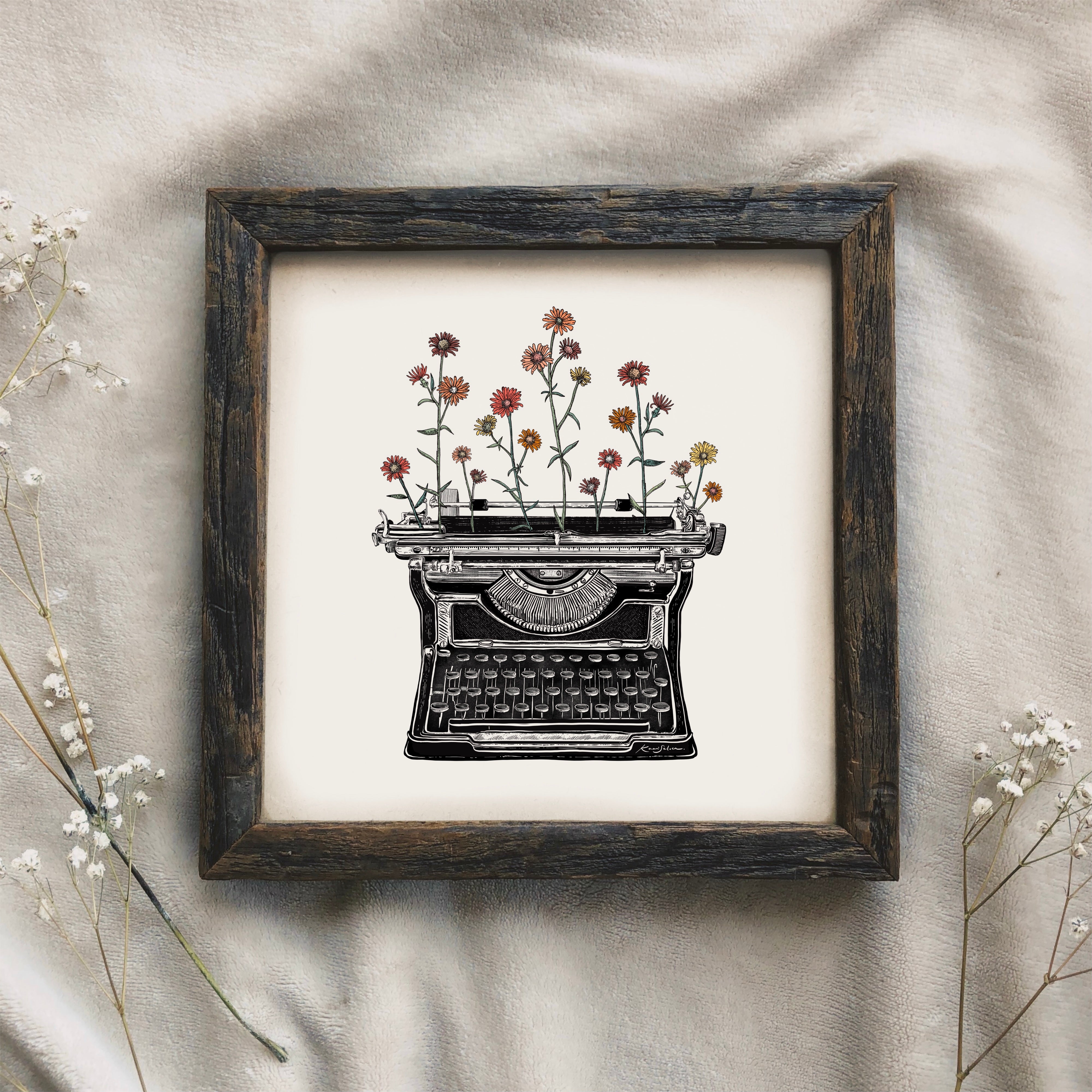 Floral Typewriter II Art Print