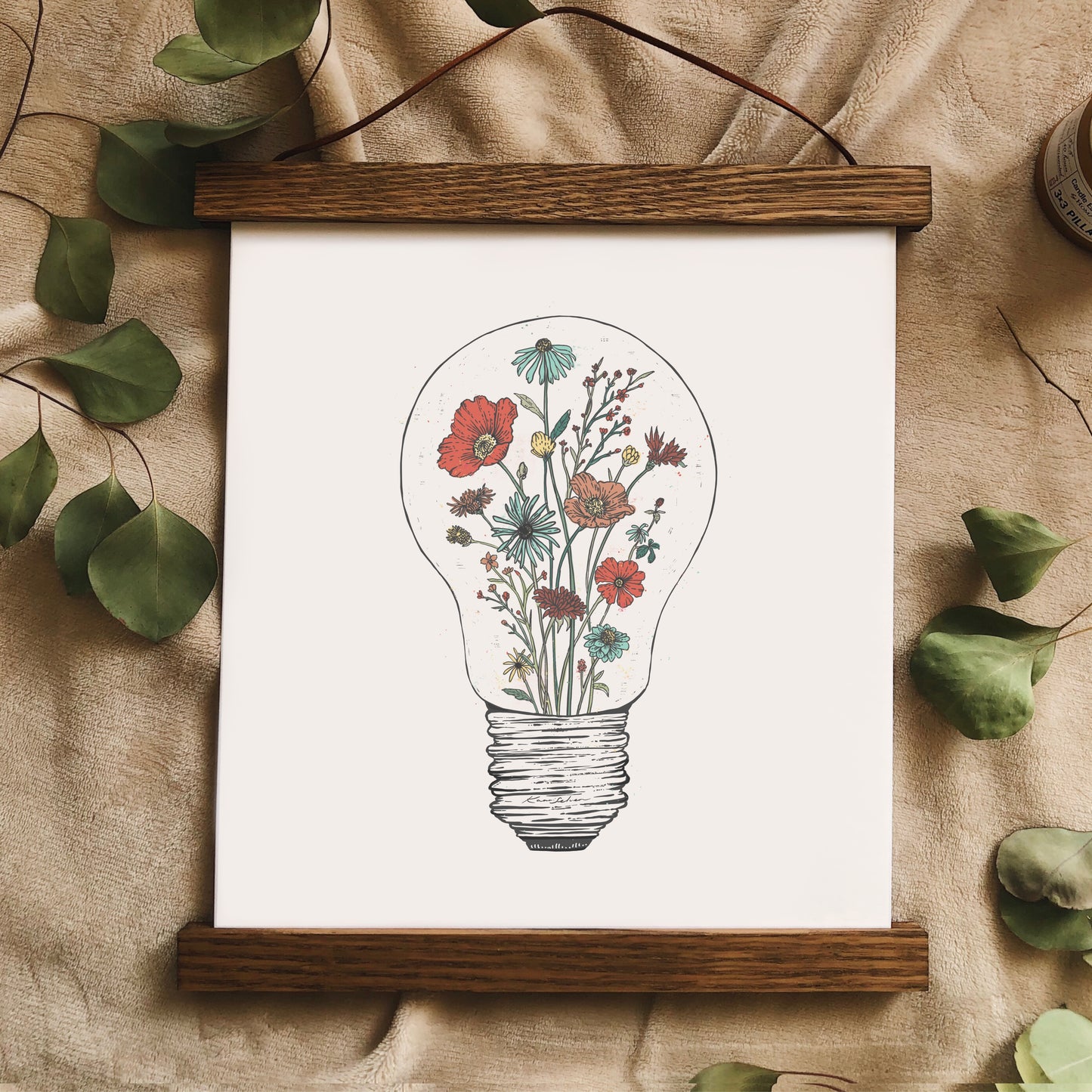 Floral Lightbulb Art Print