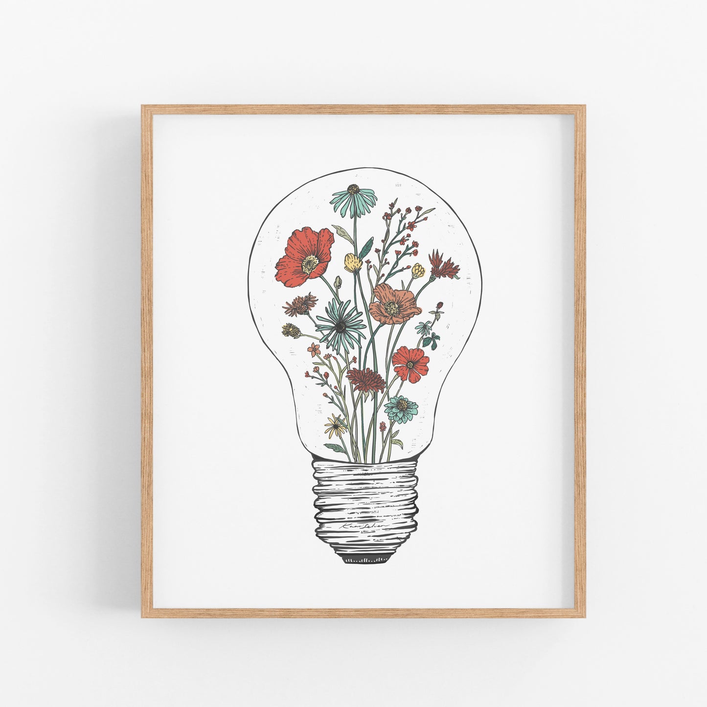Floral Lightbulb Art Print