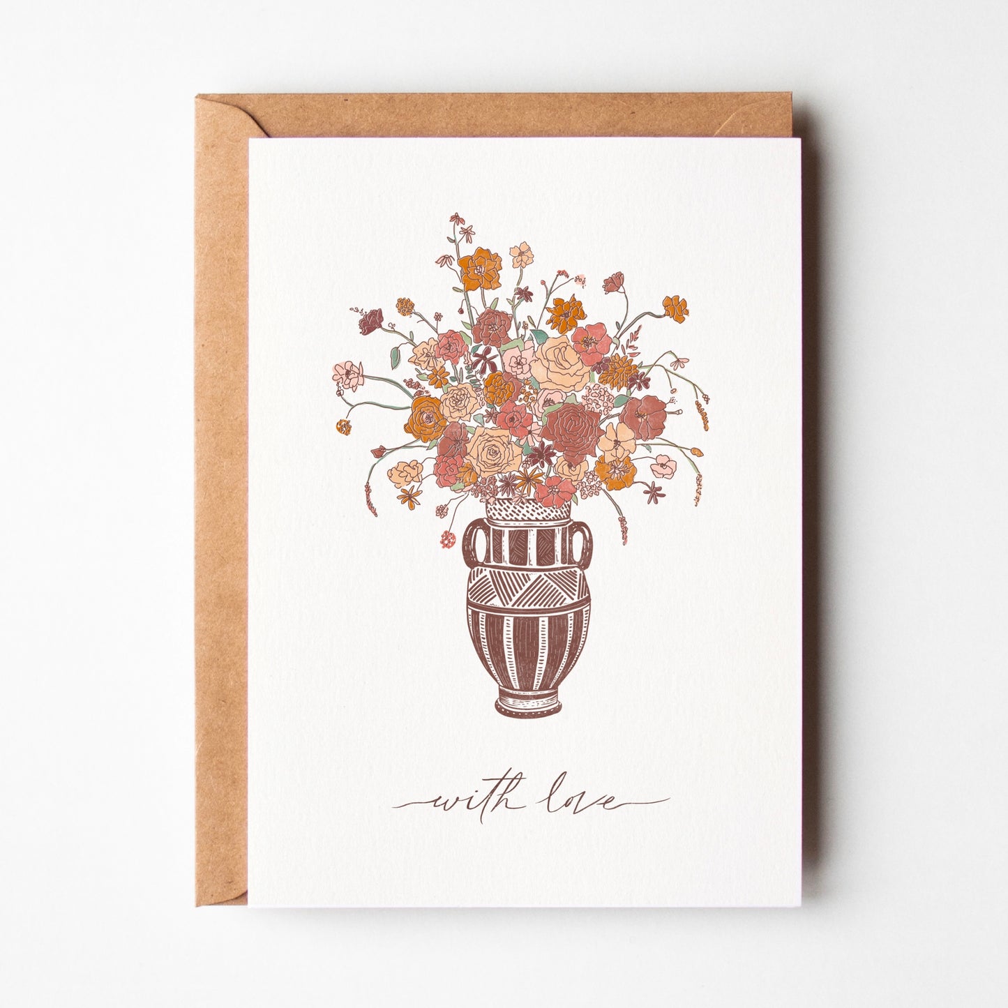 With Love, Floral Amphora, Greeting Card