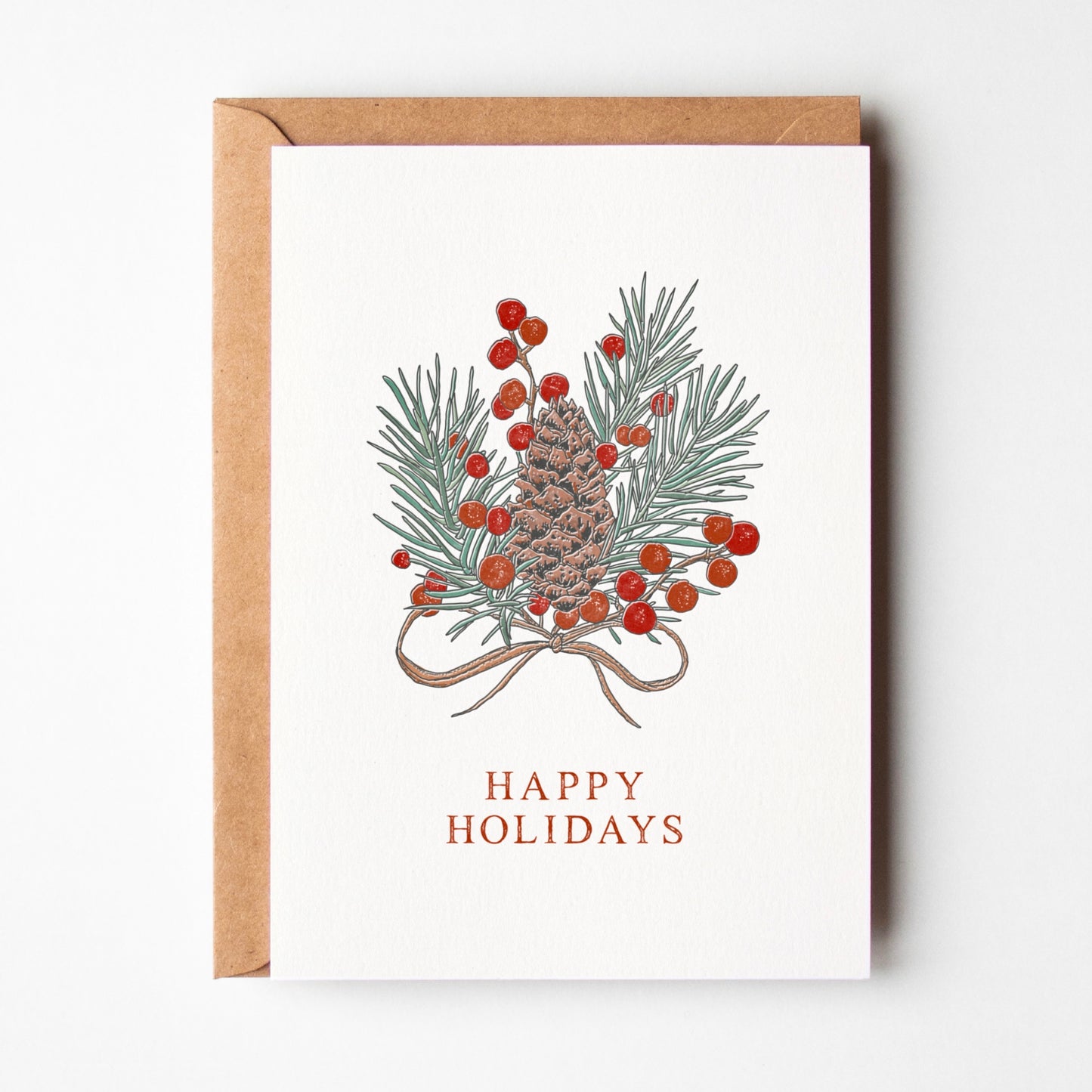 Happy Holidays Pine Cone Greeting Card