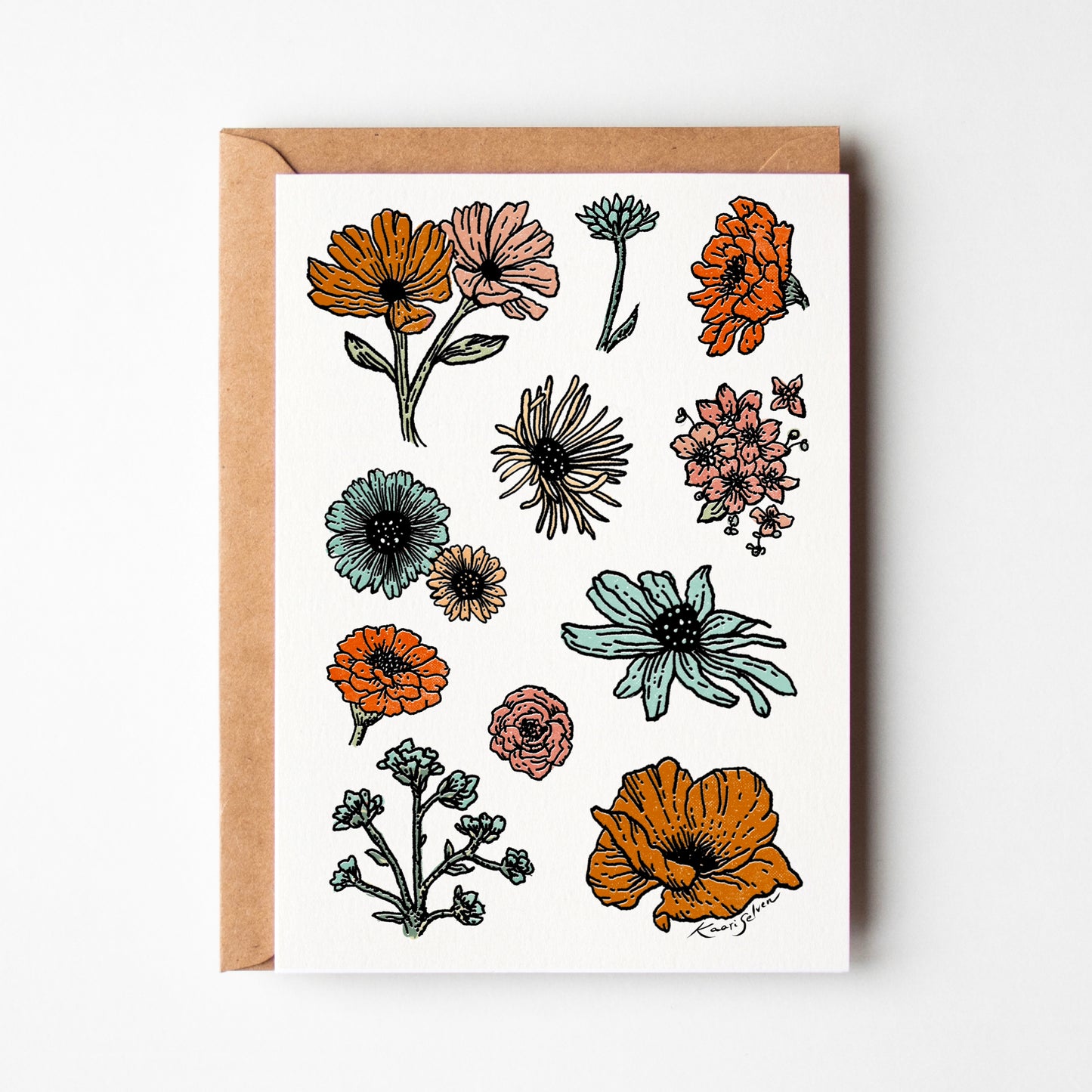 Flower Varieties in Color Greeting Card