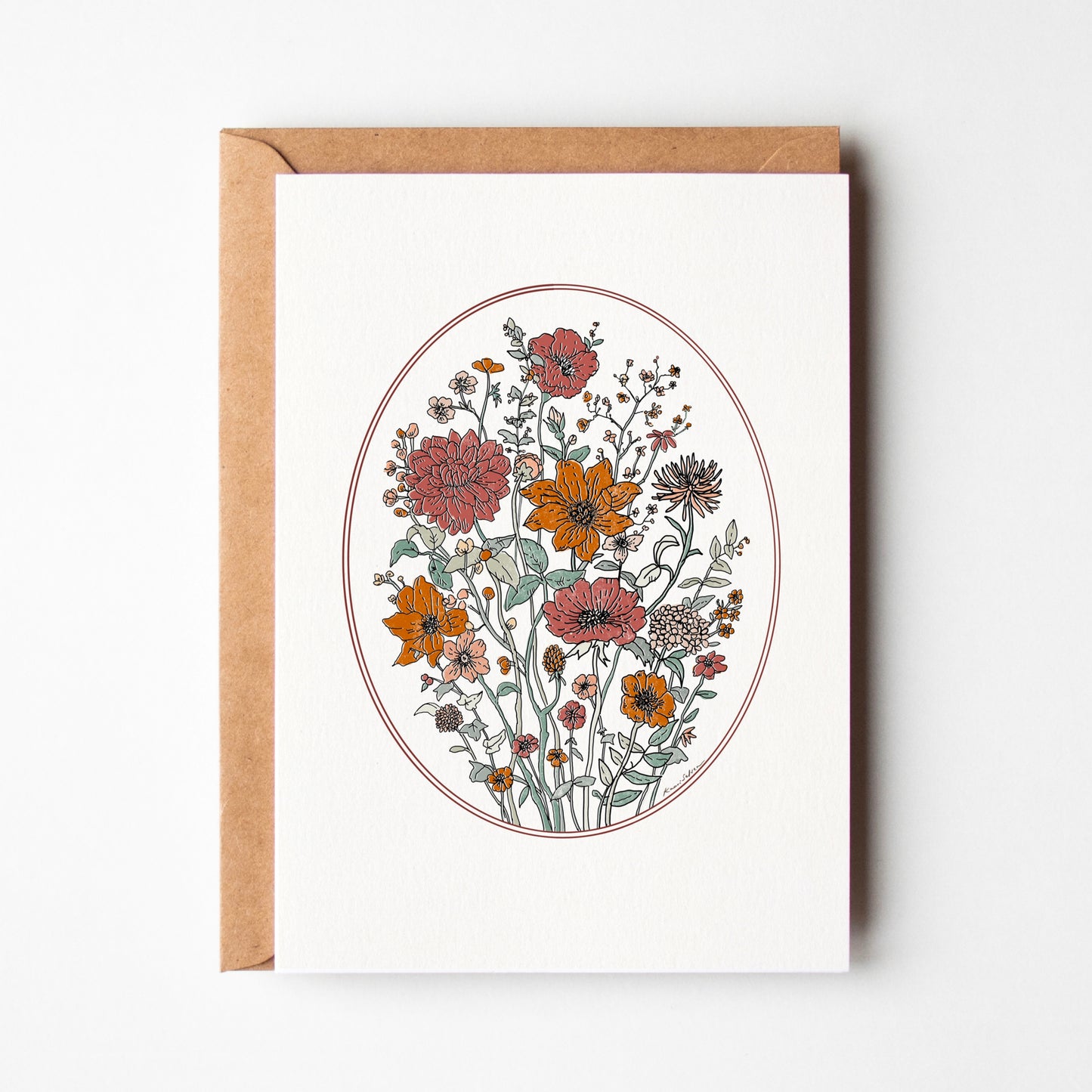 Floral Growth Oval Greeting Card