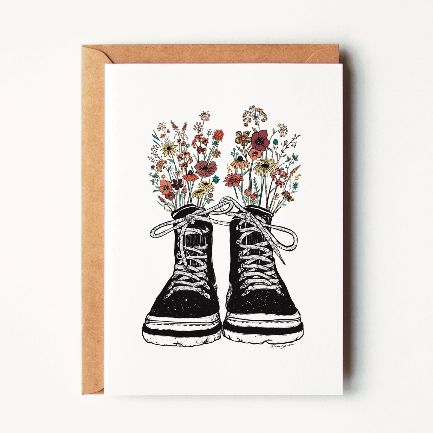 Floral Hiking Boots Greeting Card