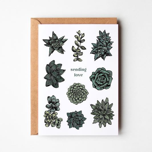Sending Love, Succulent Plants Greeting Card