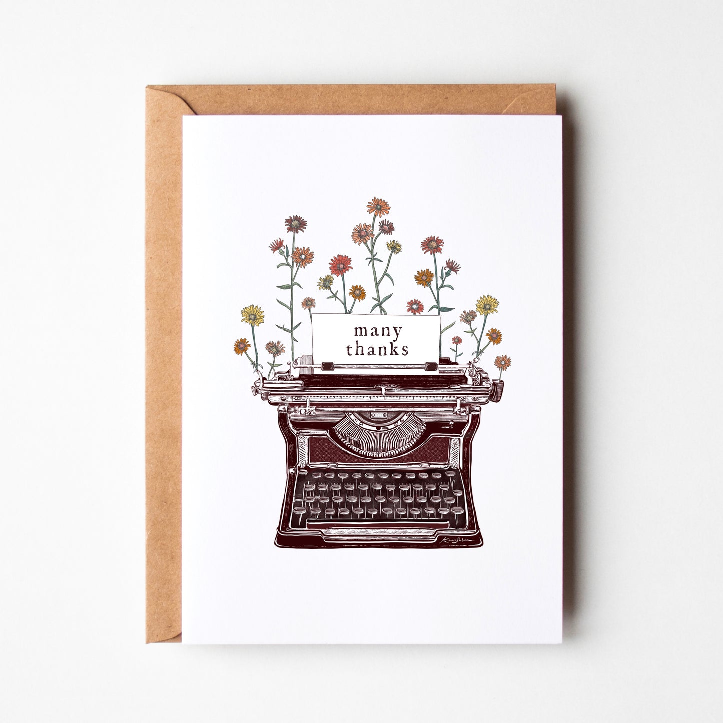Floral Typewriter Greeting Card