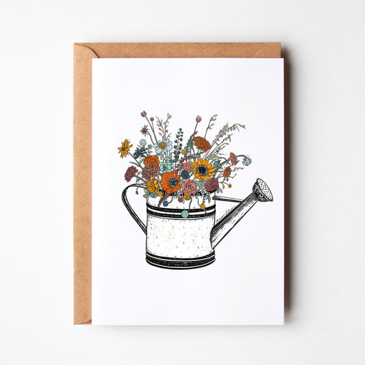 Floral Watering Can Greeting Card