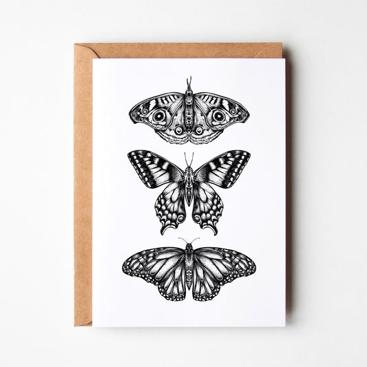 Three Butterflies Art Greeting Card