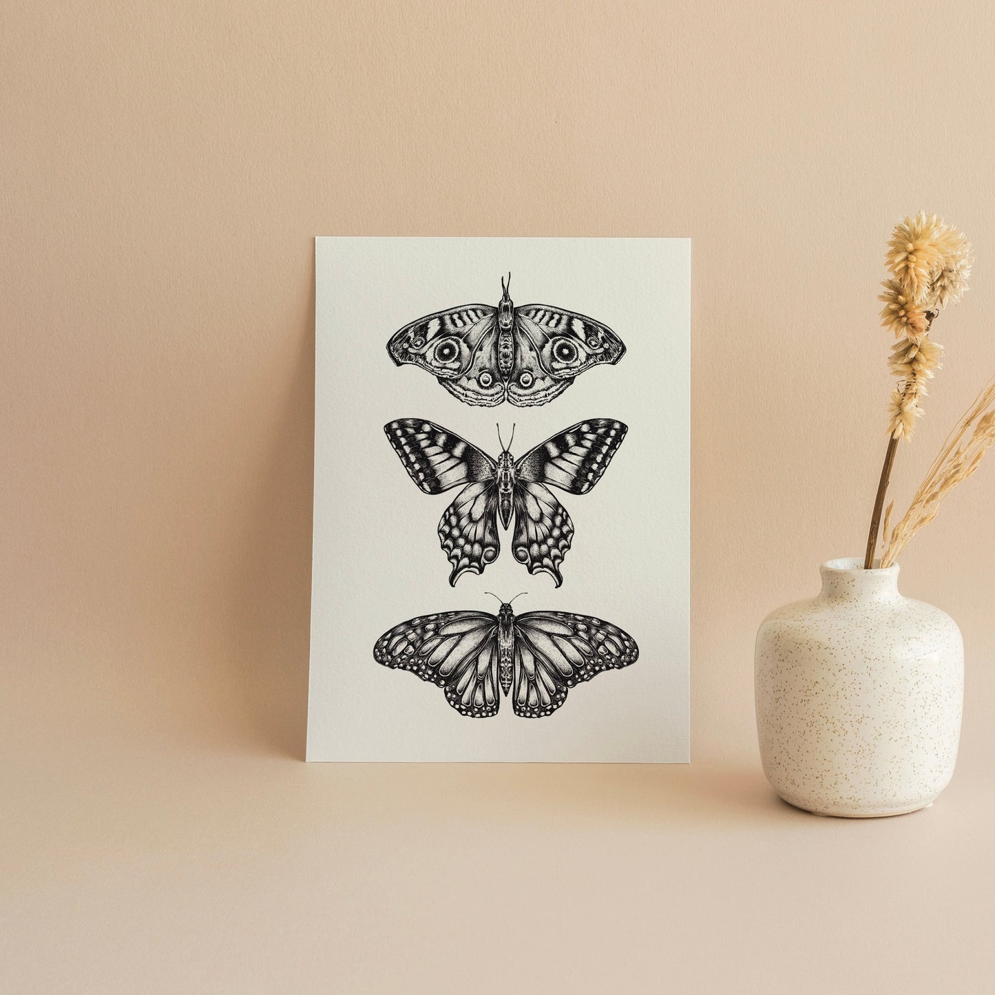 Three Butterflies Art Greeting Card