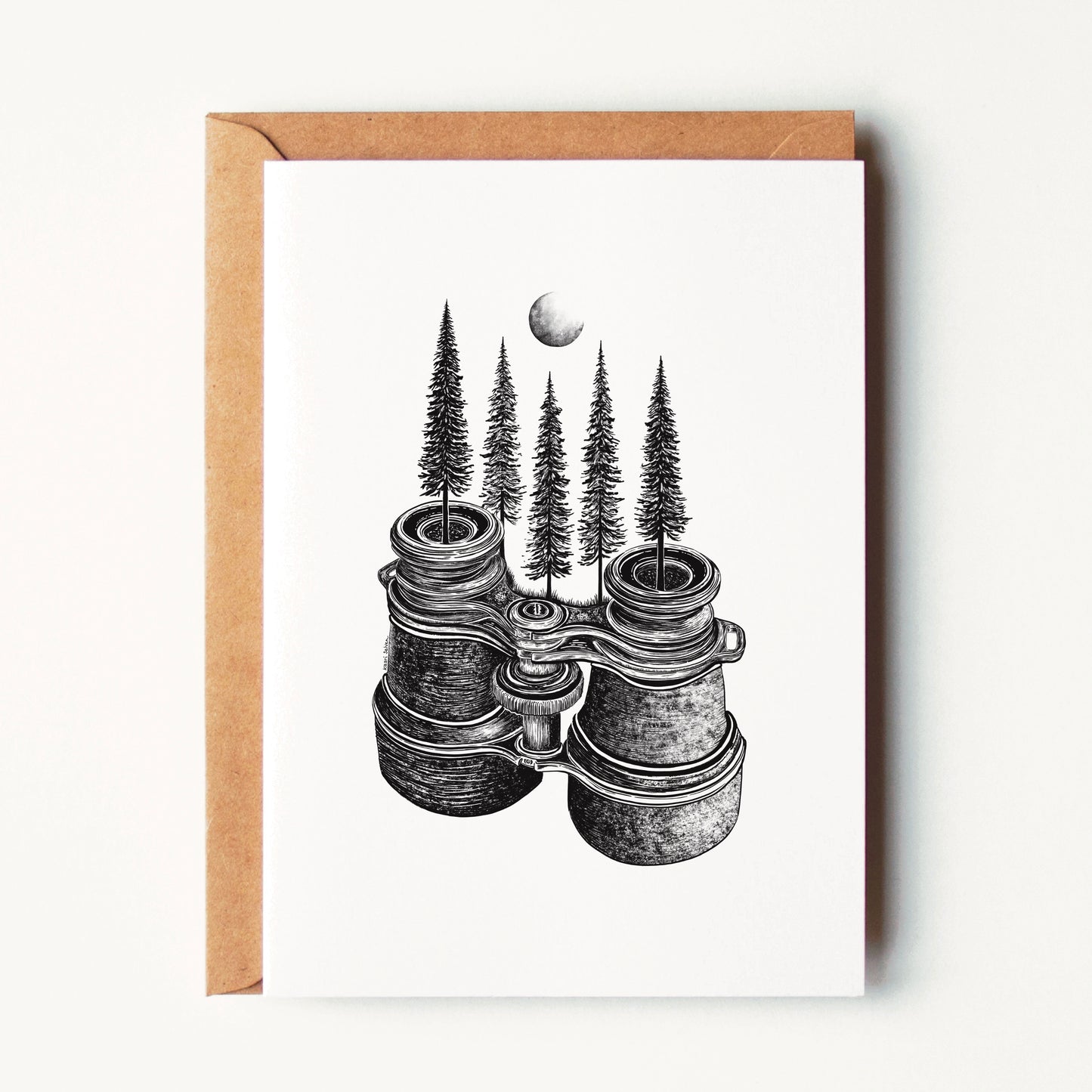 Forested Binoculars Greeting Card