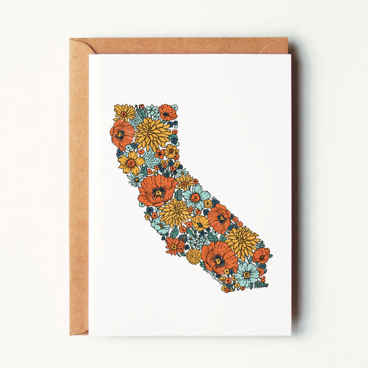 California State Floral Outline Greeting Card