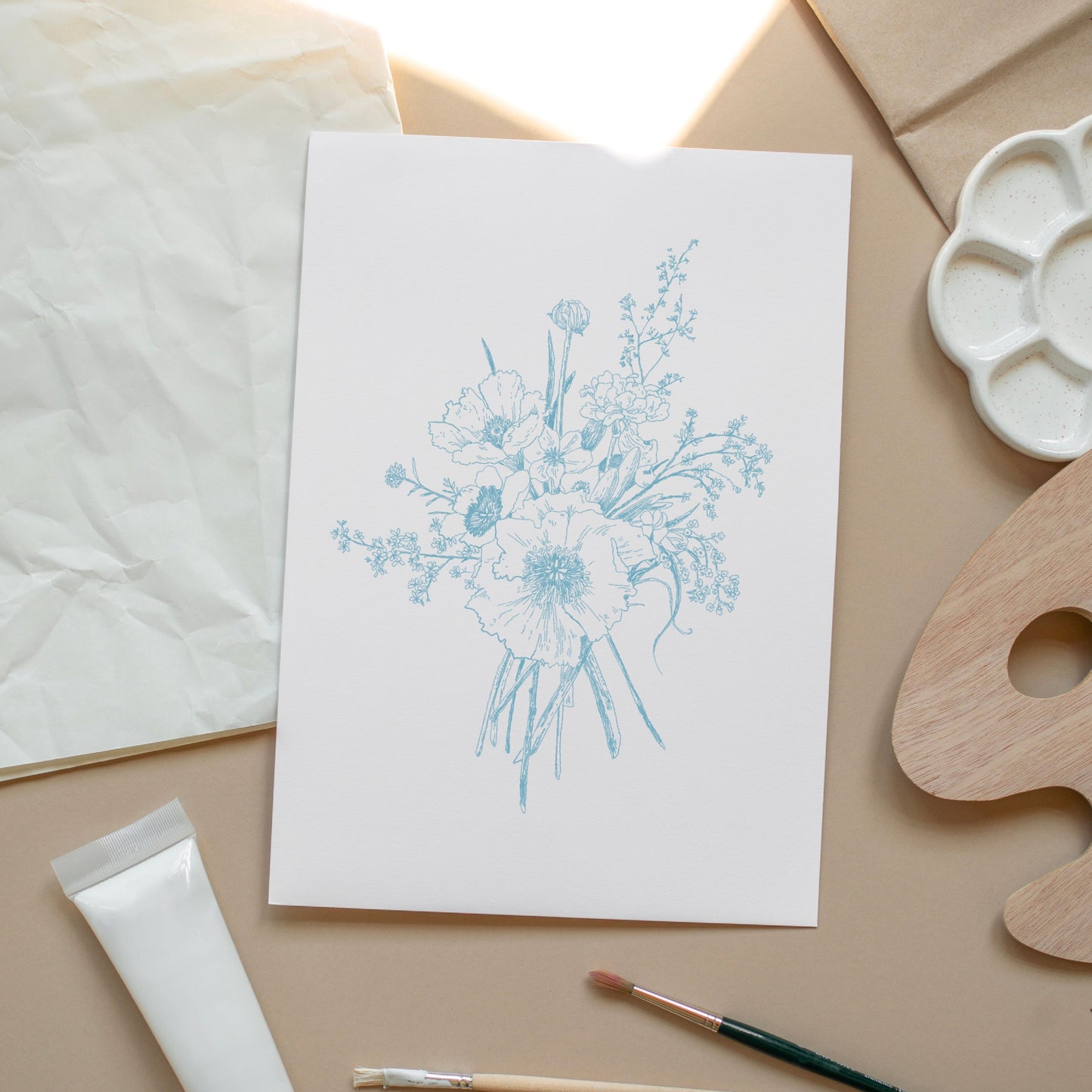 Floral Study I in Blue Art Print