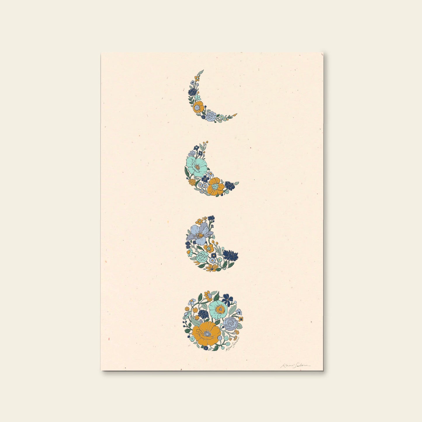 Moon Phase Blossoms Art Print