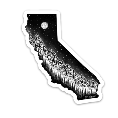 California + Mountains Vinyl Sticker