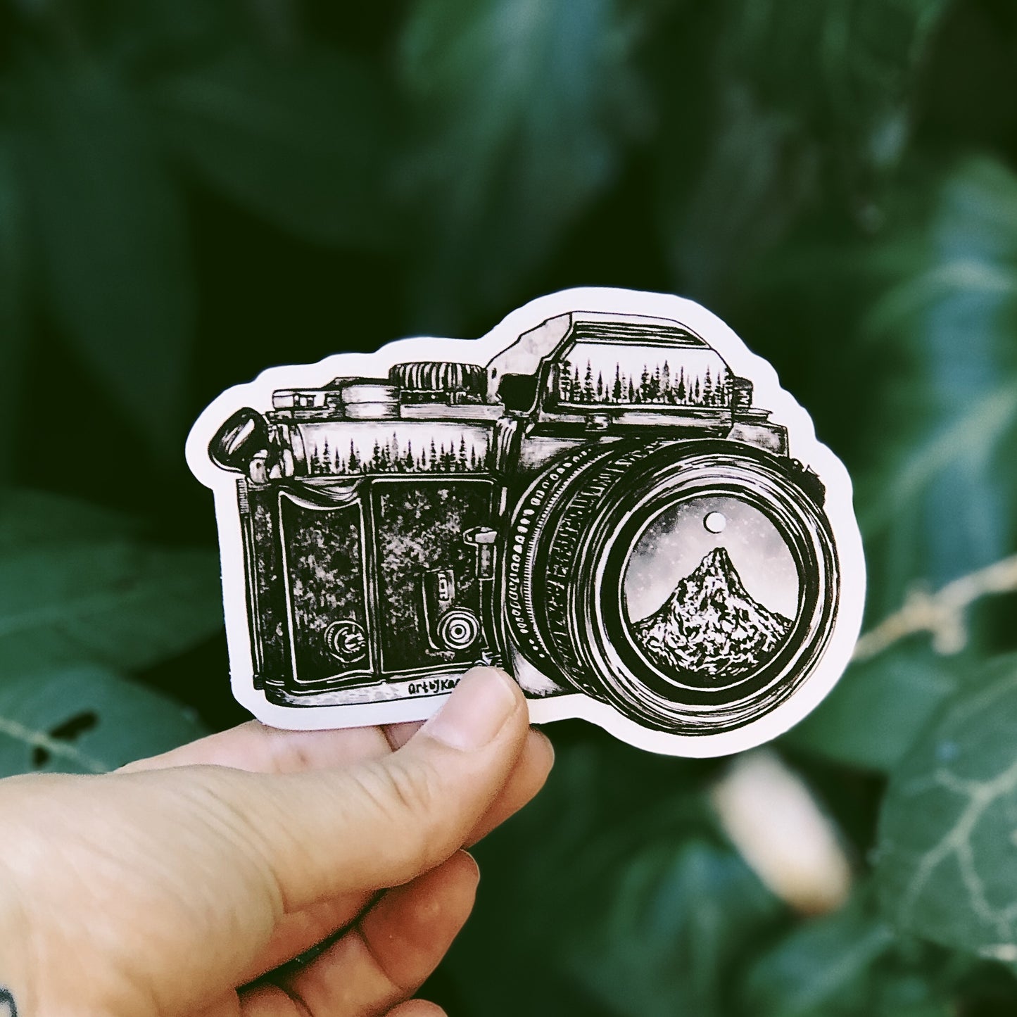Camera + Mountain Lens Vinyl Sticker