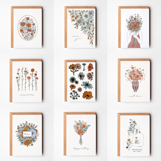 Set of 9 Floral Greeting Cards