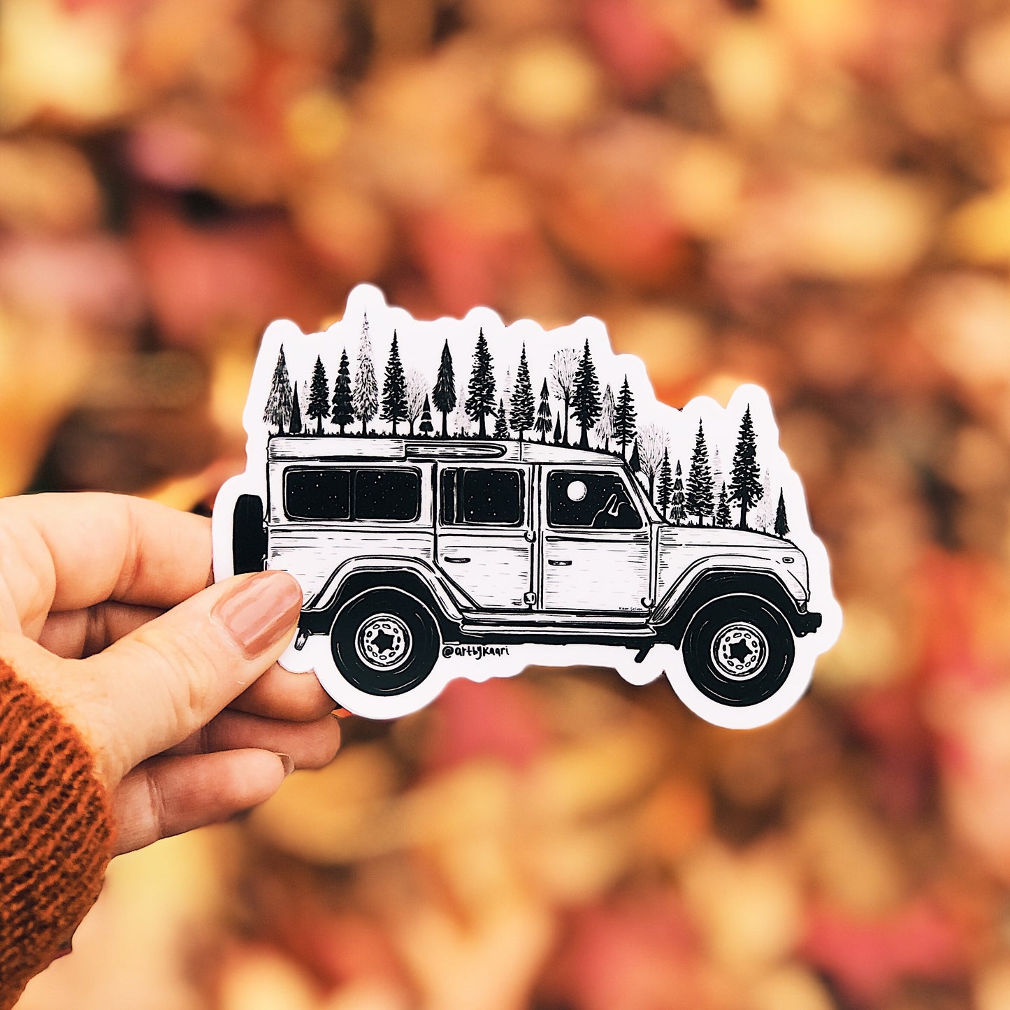 Forested Jeep Vinyl Sticker