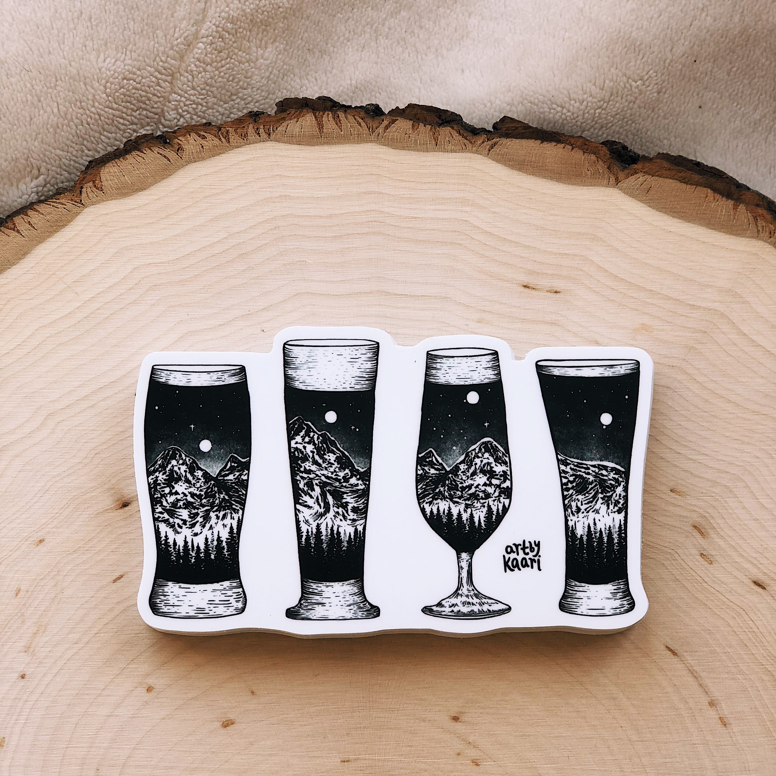 Mountain Beer Glasses Vinyl Sticker