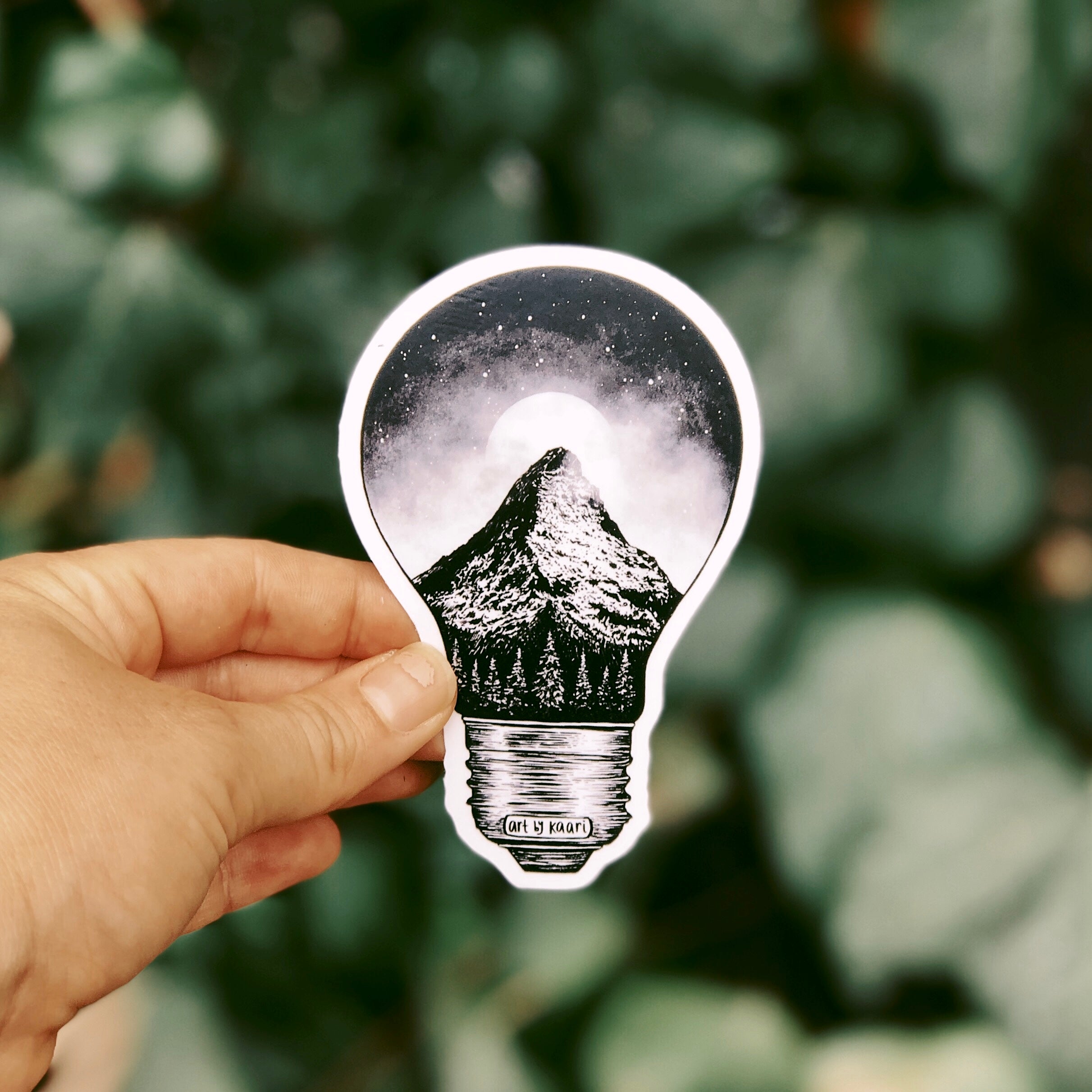 Mountain Lightbulb Vinyl Sticker