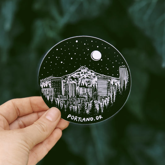 Portland, Oregon Skyline Circle Vinyl Sticker