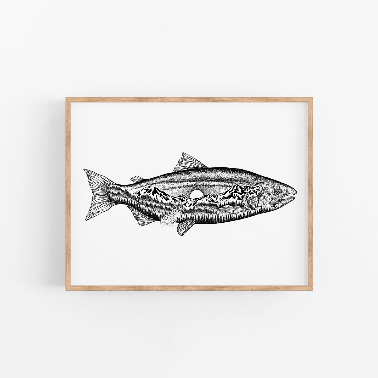 Mountain Salmon Art Print
