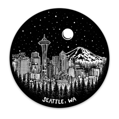 Seattle, Washington Skyline Circle Vinyl Sticker