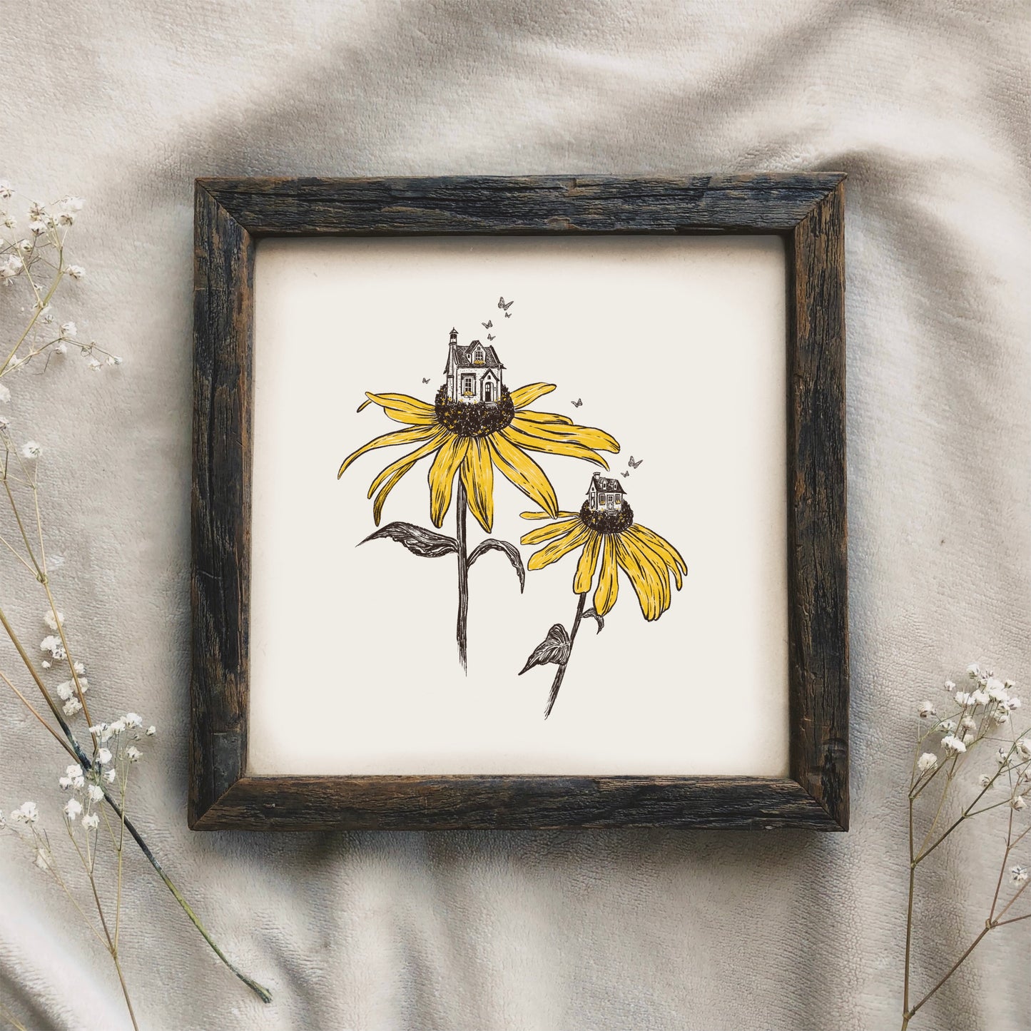 Black Eyed Susan Tiny Houses Art Print