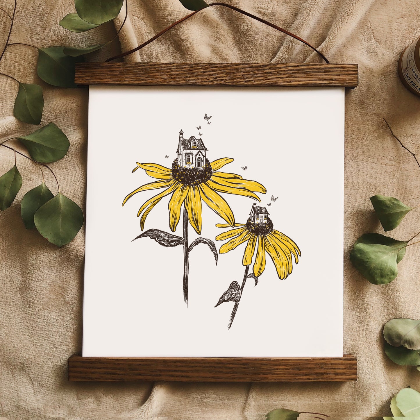 Black Eyed Susan Tiny Houses Art Print