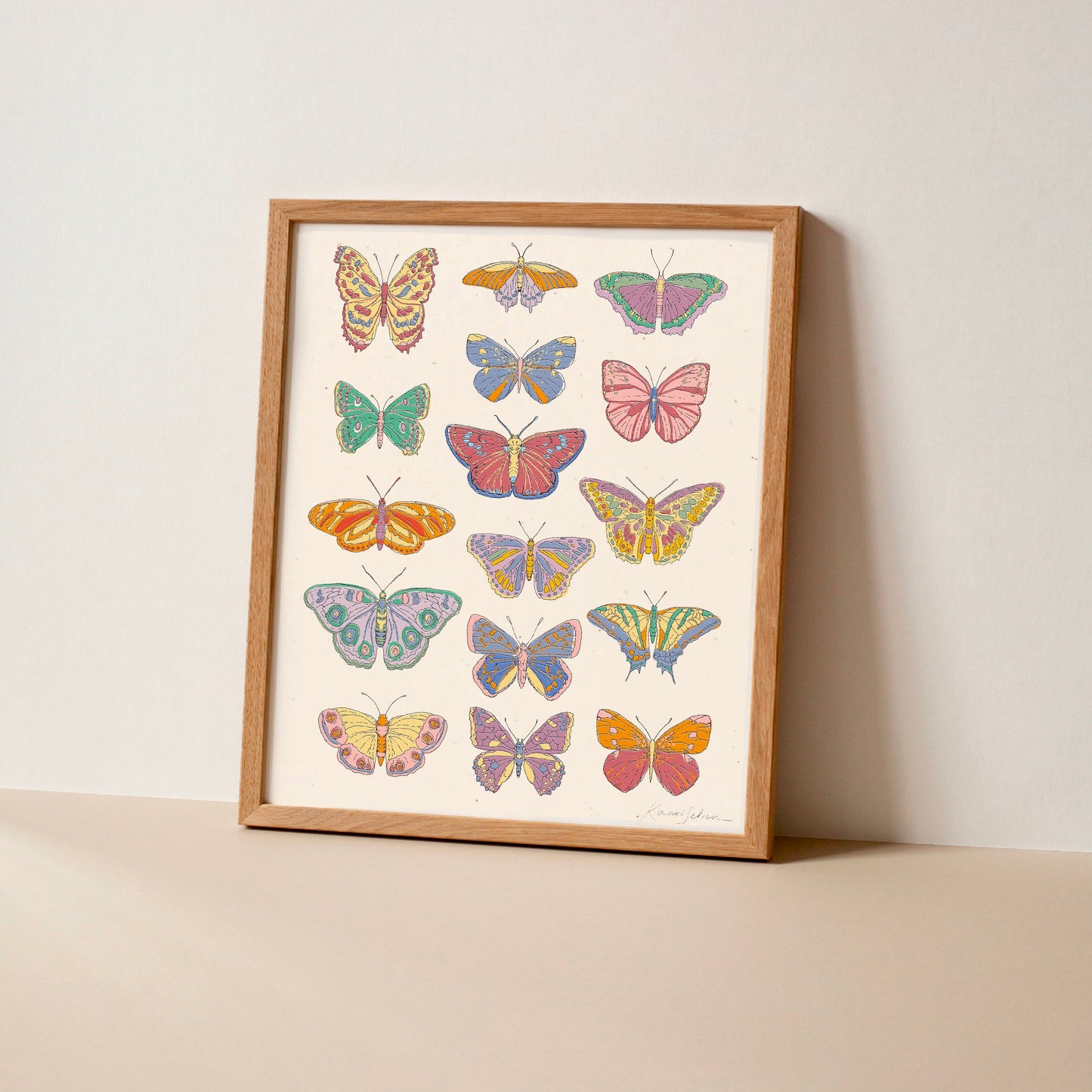 Retro Butterflies Art Print